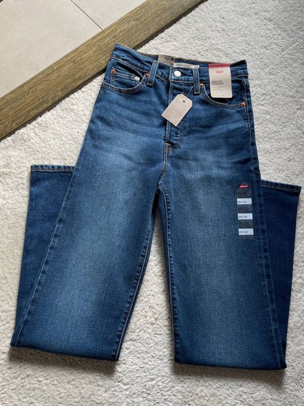 NWT Levi's Ribcage Straight Full Length High Rise Jeans Size 26/32